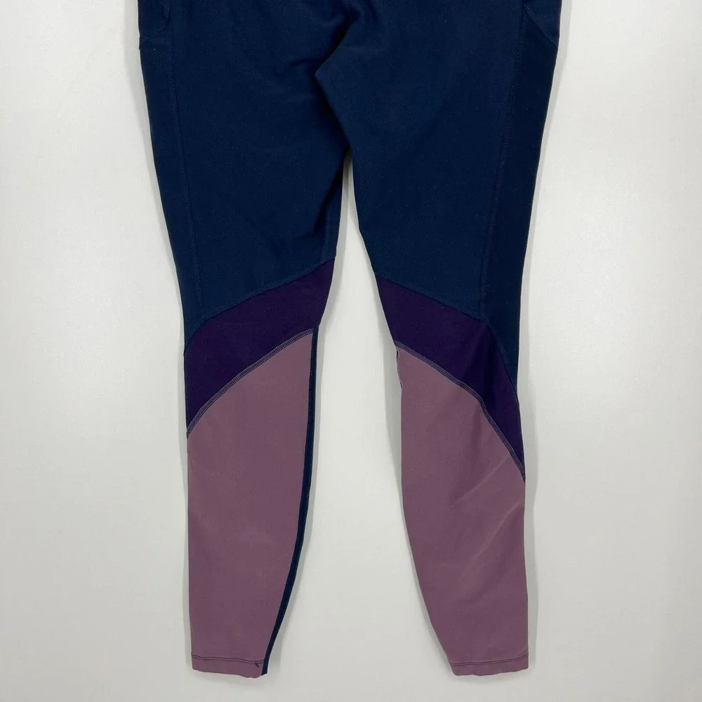 Nike Dri-FIT Womens Colorblock Mesh High Waisted Leggings Navy Purple